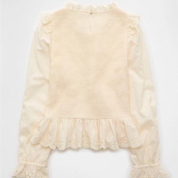 AE Long Sleeve Smocked Babydoll Blouse - Picture 5 of 5